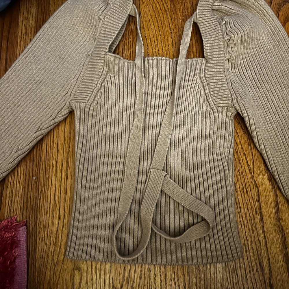Women's Tan Ribbed Sweater